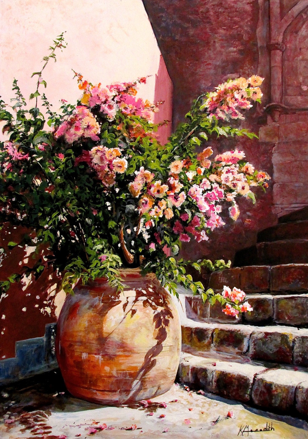 Tuscan Flower Garden a print of an original painting