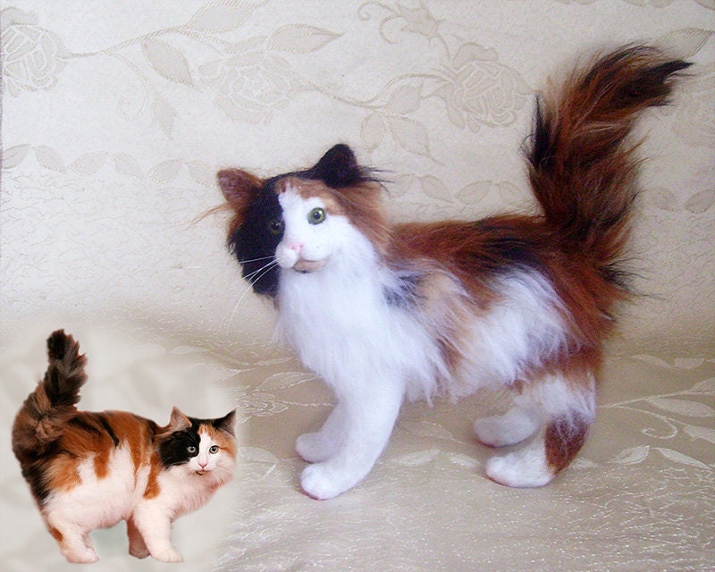 Sculptural Portraits Cats from Wool - Copy Your Pet - Needle Felting