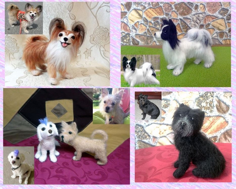 Needle Felted Custom Sculpture 3d Portrait of Your Favorite Pet Dog 5-6 inches