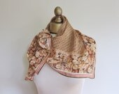 Cacharel / silk scarf / leaves / square / French /  autumn