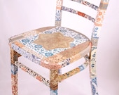 Wooden chair upcycled decorative decoupage "Lottie"