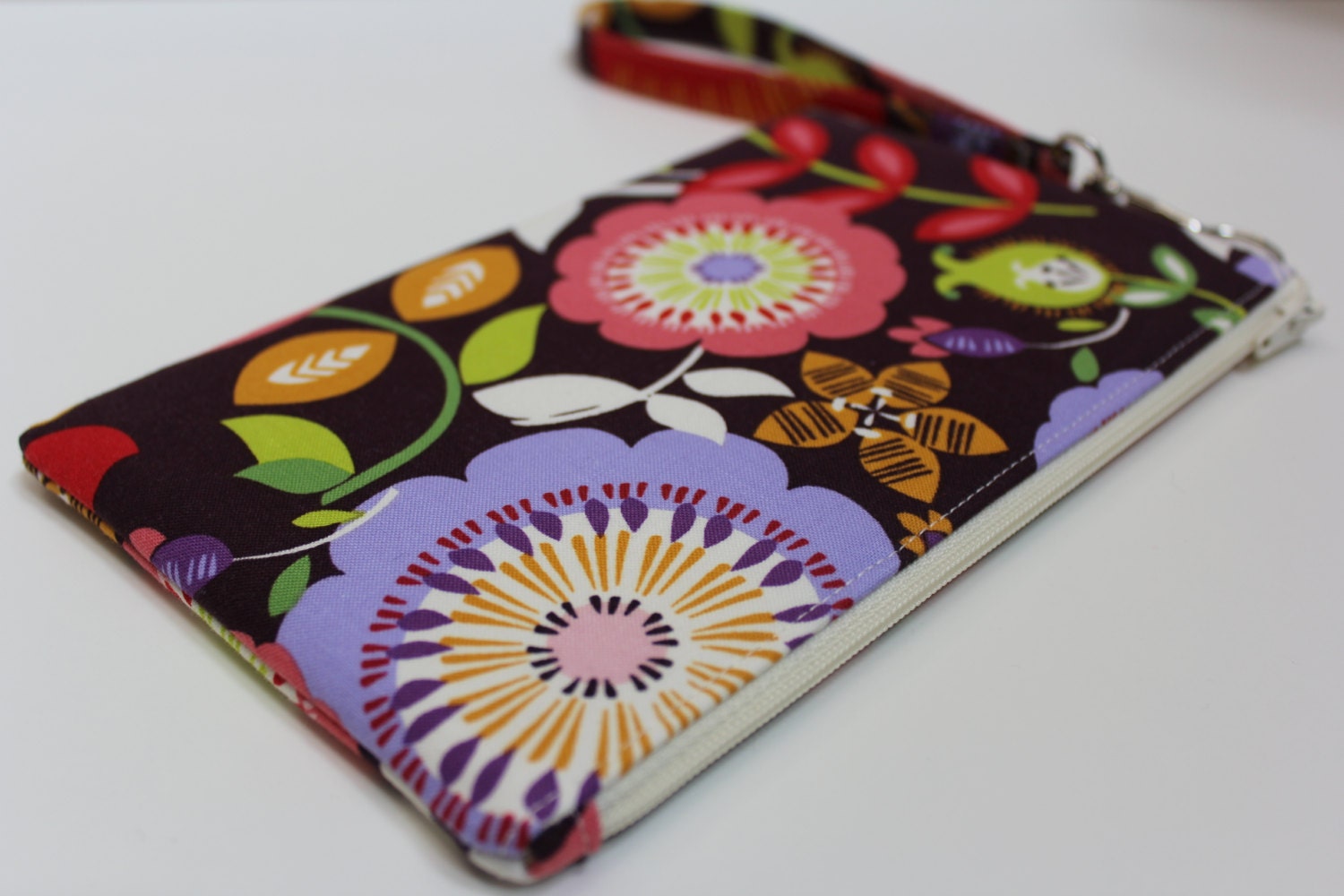 Small zip clutch wristlet padded purse wallet  cell phone case padded