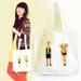 Tote Bag Illustrated Cotton White Giraffe Boy&Elephant Girl