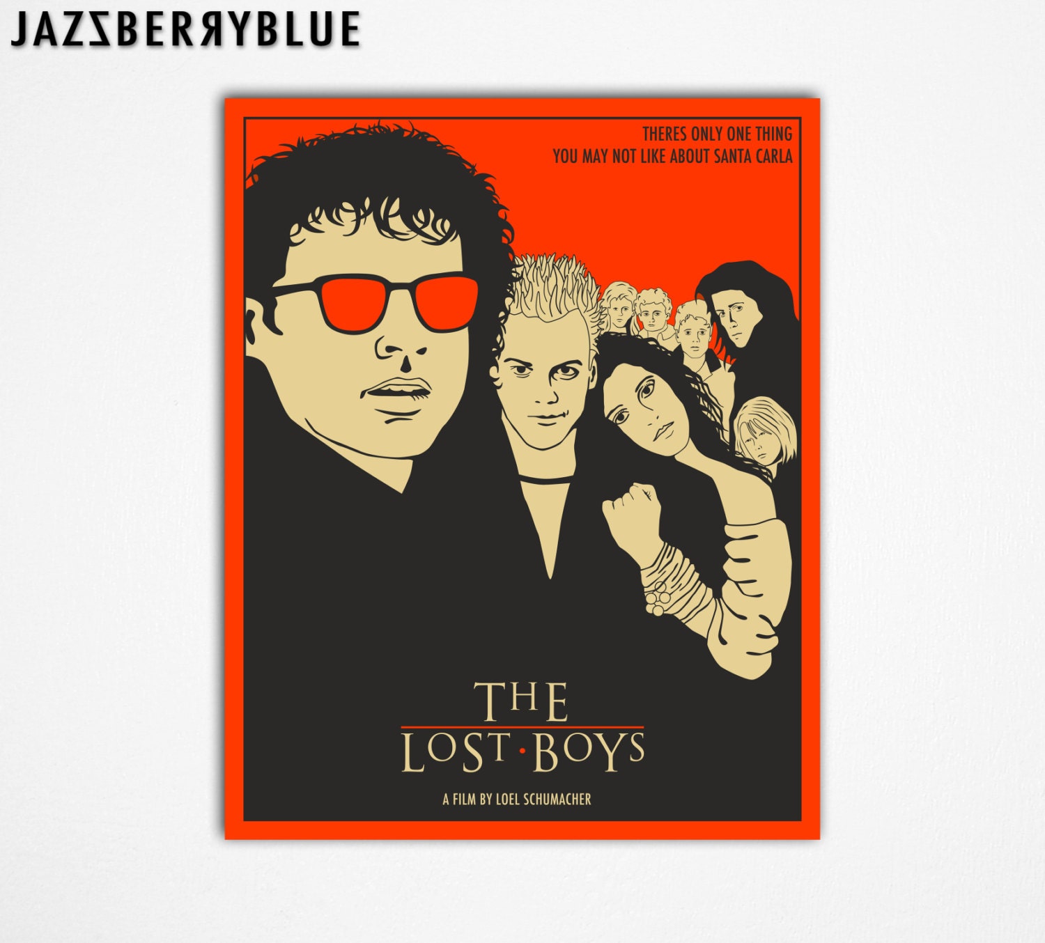 8x10 Art Print, LOST BOYS Movie Poster Style Modern Pop Artwork for the home wall decor, by Modern Artist Jazzberry Blue