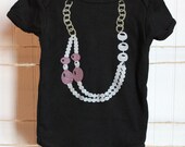 Baby Diva  Chain and Pearl Necklace - Hand printed baby onesie design