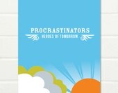 Original Art Print "'Procrastinators" on blue A3