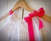 Eyelet Pillowcase Dress, Spring Summer Sun Dress, White Eyelet Fabric and Ribbon Dress 3m, 6m, 9m, 12m, 18m, 24m, 2t, 3t, 4t, 5y, 6y, 7y