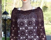 Wine Crochet Poncho-Capelet