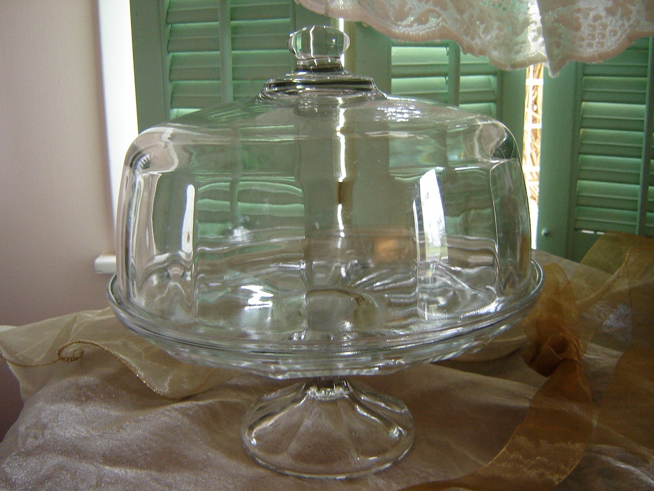 Vintage Cake server/ antique pedastal cake plate/ domed cake plate/ housewares/serving