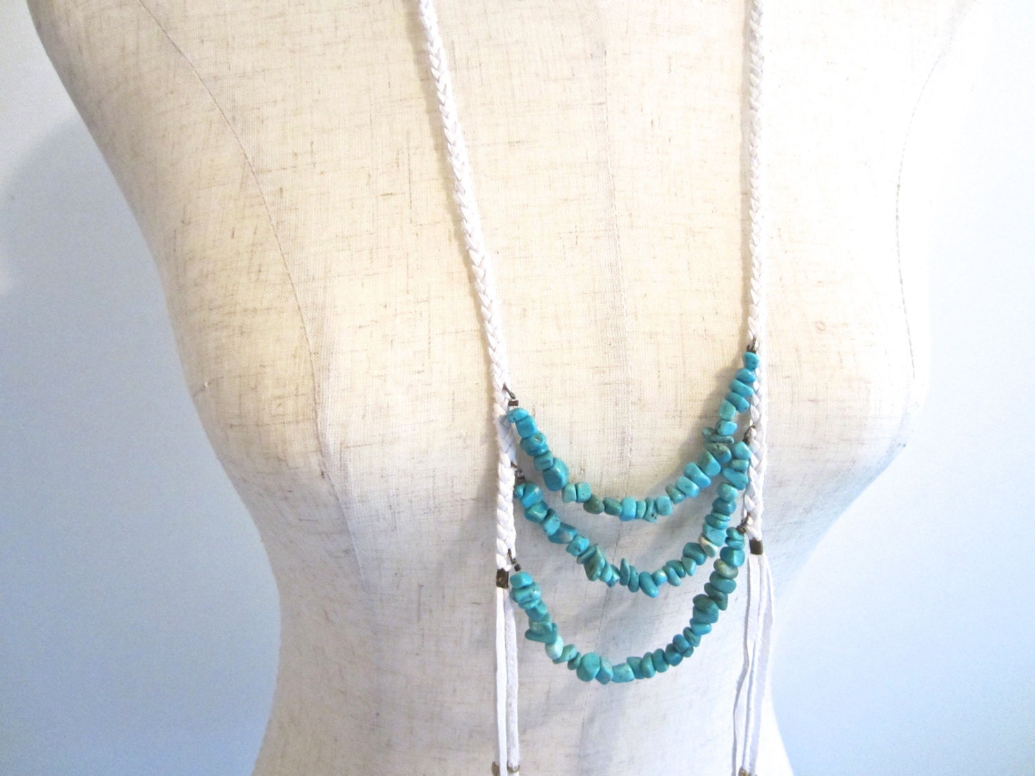 big sky - turquoise breastplate necklace - bohemian leather necklace - southwestern