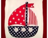 Custom sailboat applique tshirt or onesie (free name if desired)