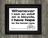 Bike Art Print, H.G. Wells Quote, Black and White, Vintage Bike Illustration, Steampunk Decor, Bike Love, Typographic Print, 8x10