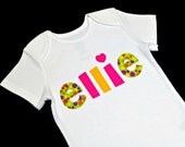 Personalized Shirt or Onesie, Custom Girls Birthday T-Shirt or Bodysuit with Appliqued Name, Kids/Childrens/Toddler/Baby Clothes