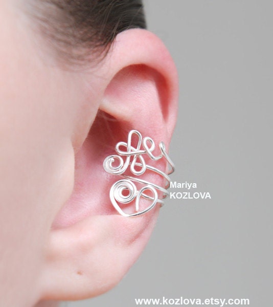 Left Ear Cartilage Cuff No Piercing Letter A with 2 by LotEarCuffs