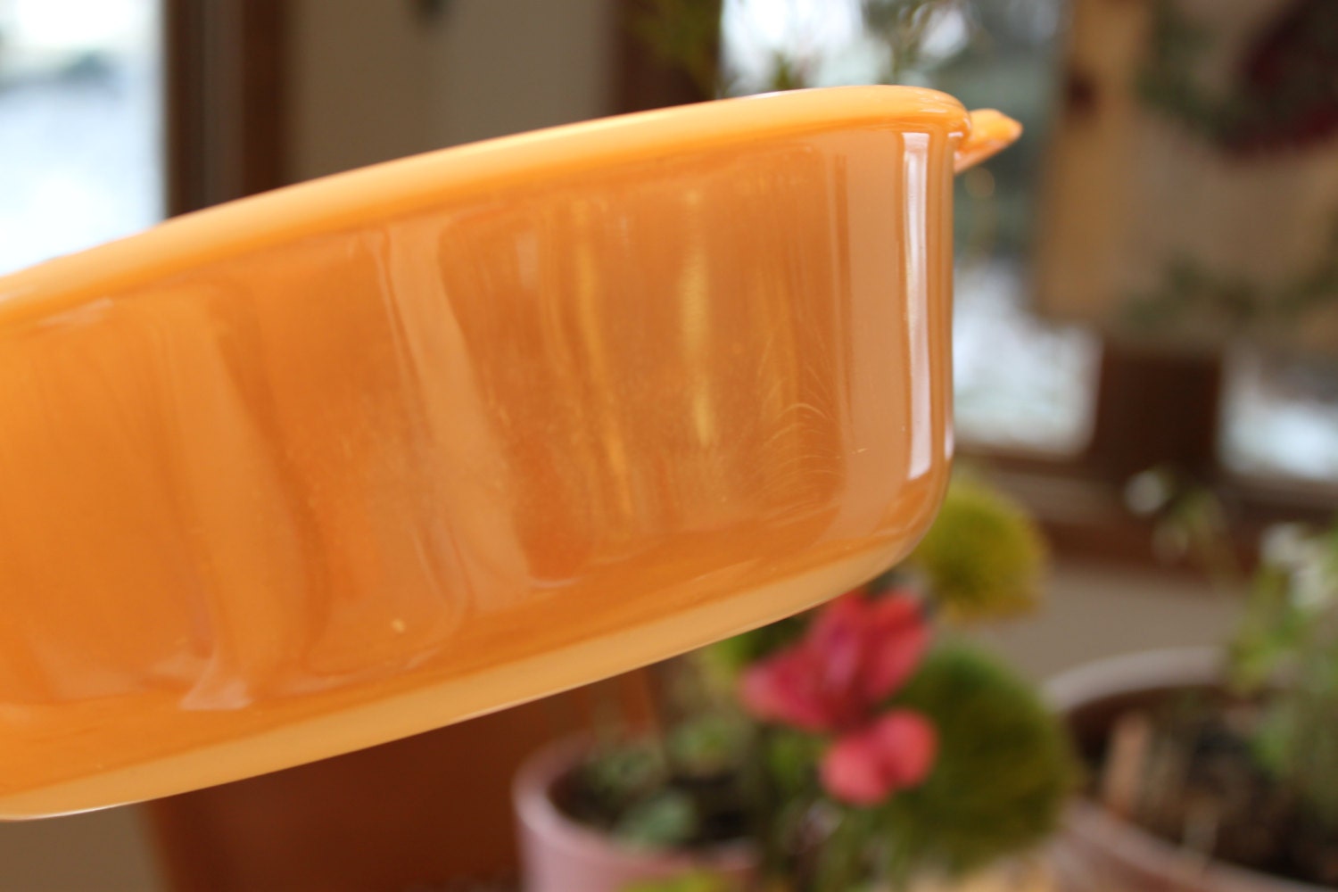 Vintage Peach Luster Fire King Casserole Dish