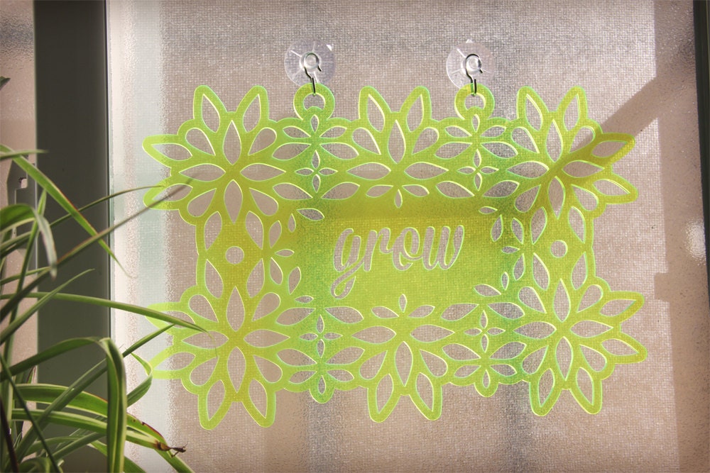 Grow: Spring Window Word - Citron Green Suncatcher