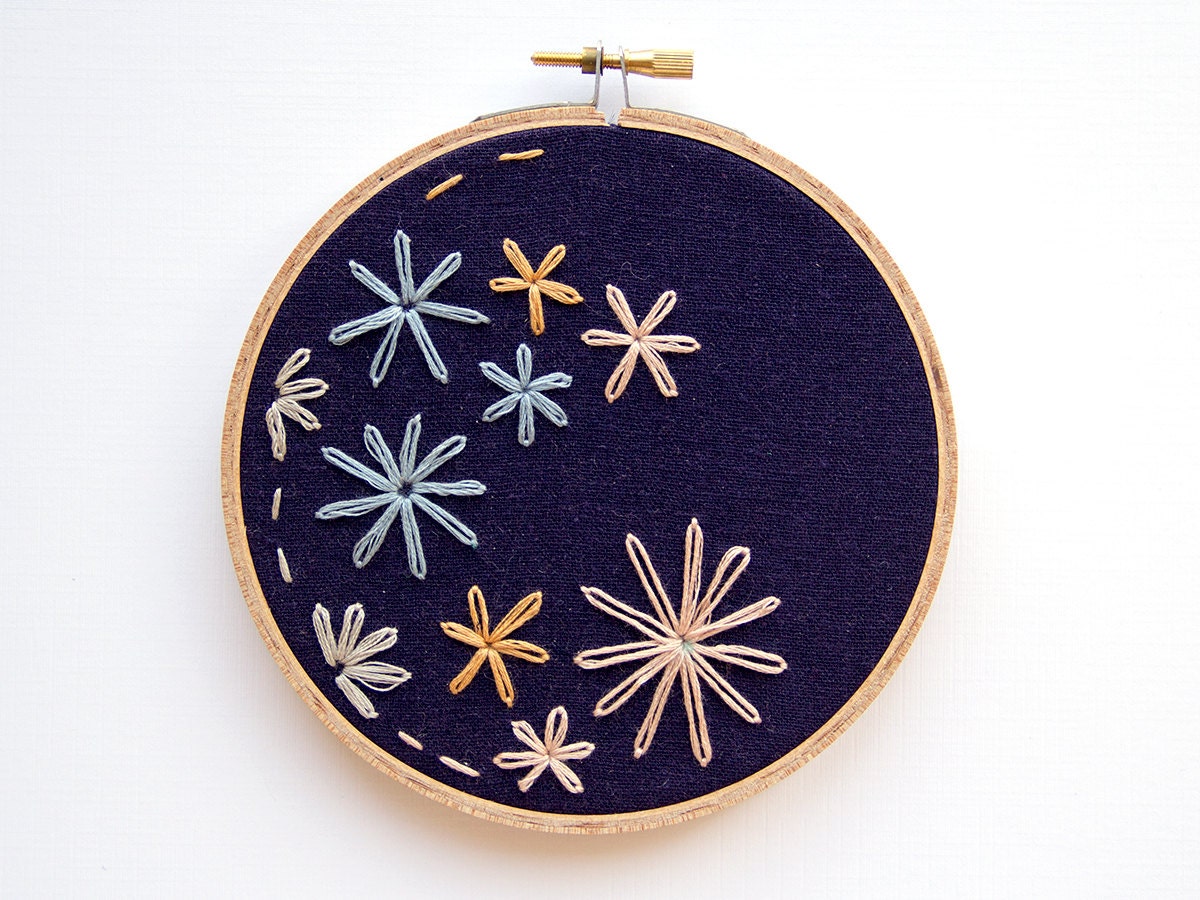 Colorful Blossoms Spring Flower Embroidery - 5 Inch Hoop Art - Hand Stitched Boho Wall Art - Shabby Chic Cottage Decor