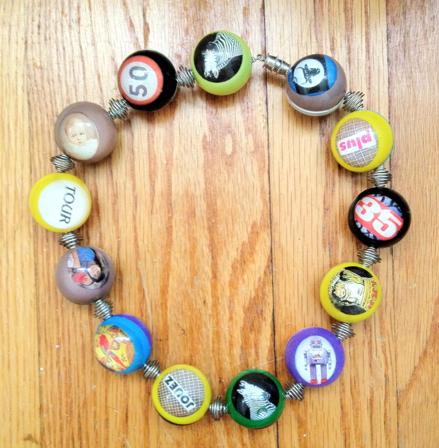 COMIC BOOK collage lucite necklace Free shipping