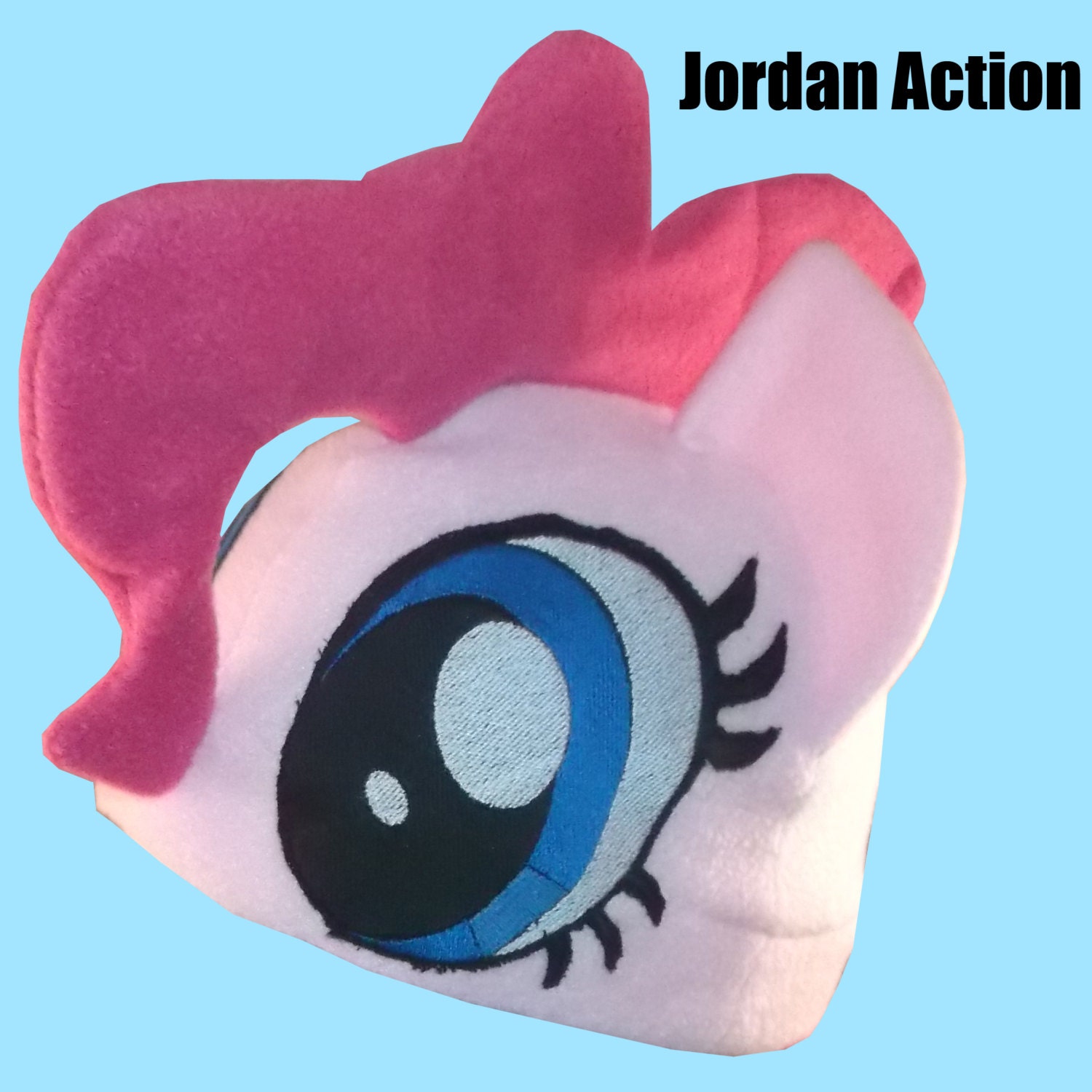 Embroidered Eyes - Pinkie Pie inspired Fleece Hat - My Little Pony