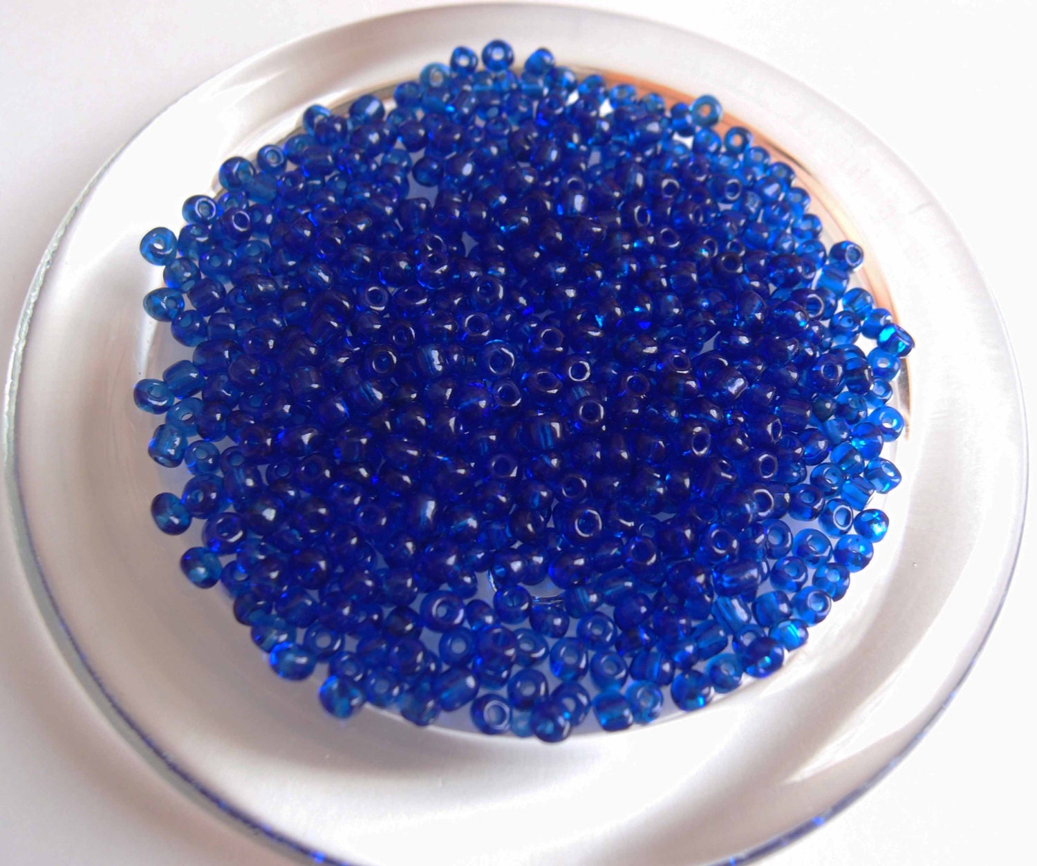 70G Blue Transparent Glass Seed Beads Size 6/0 4mm