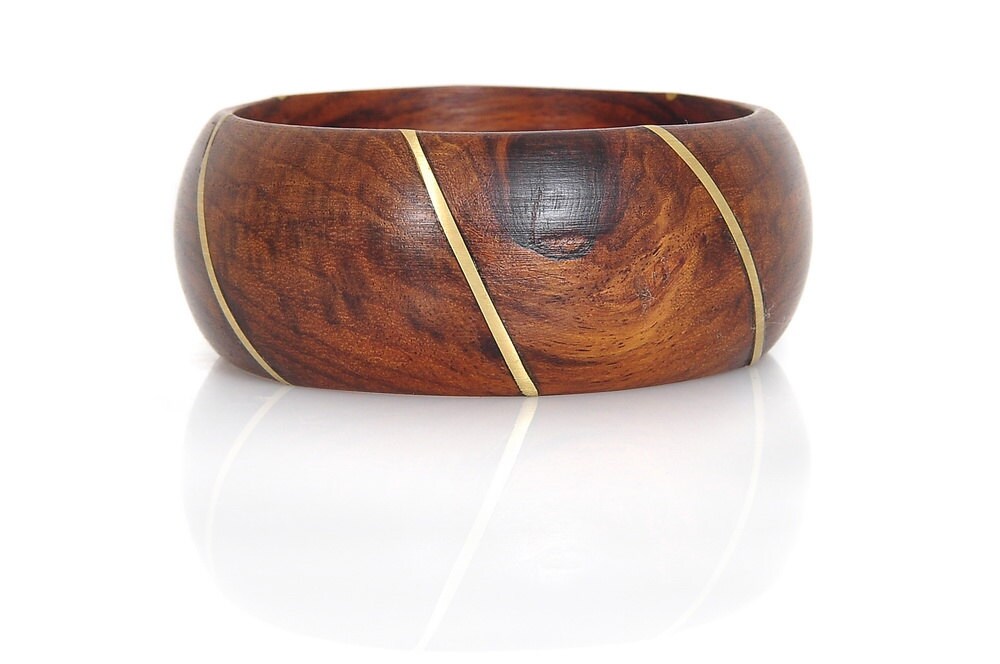 Wood Bracelet/Bangle,Golden Lines
