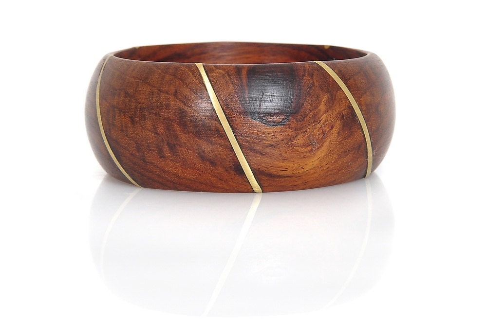 Wood Bracelet/Bangle,Golden Lines