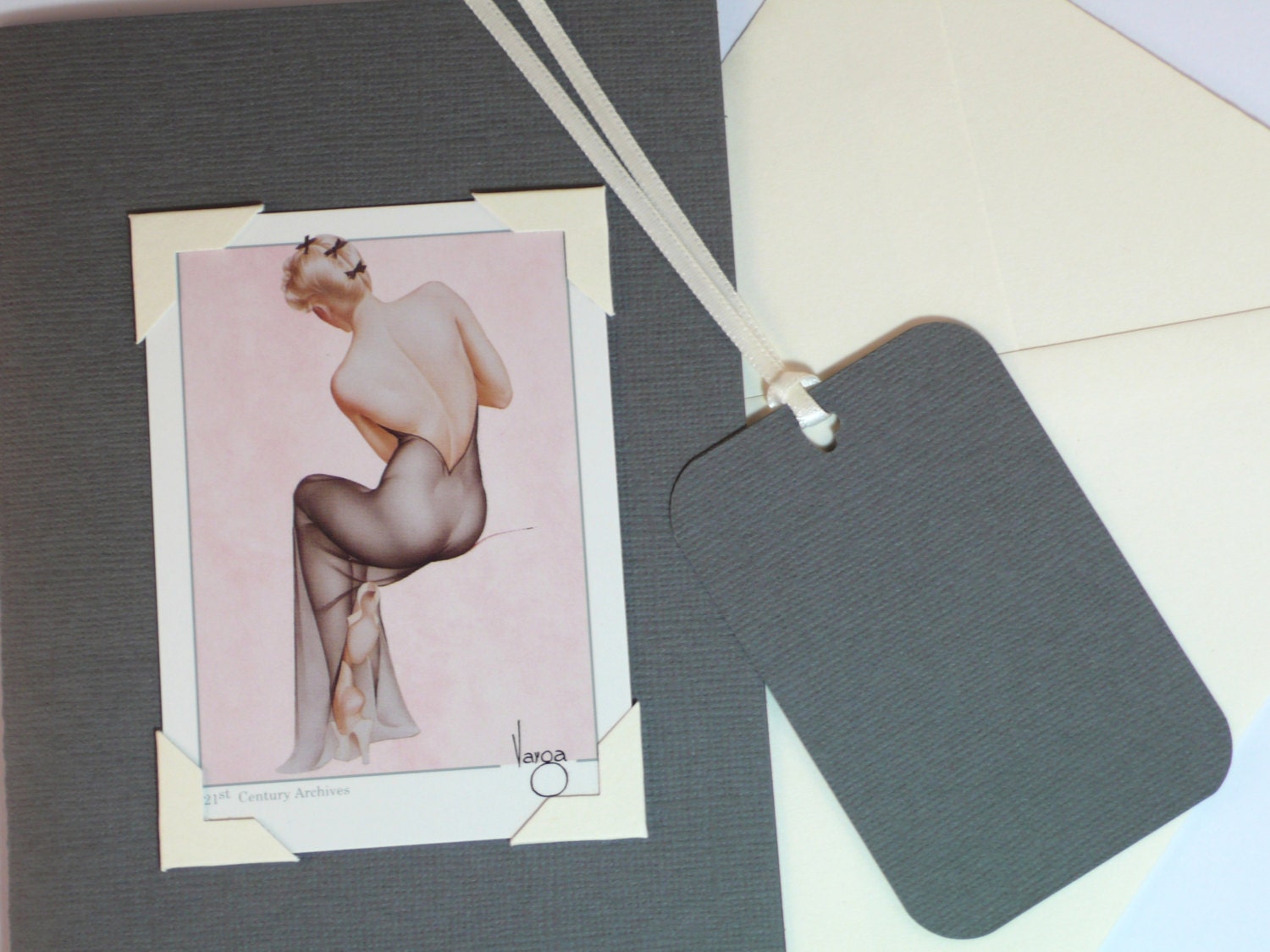 PinUp Calendar Girl Blank Greeting Card Notecard