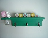 Primitive Country Spice Rack with Mason Jar Vase in distressed color of your choice - Organizer Display Shelf With Hooks - Rustic Shelf