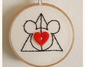 Mickey Shaped Hallowed Heart- Embroidery Hanging Hoop READY TO SHIP