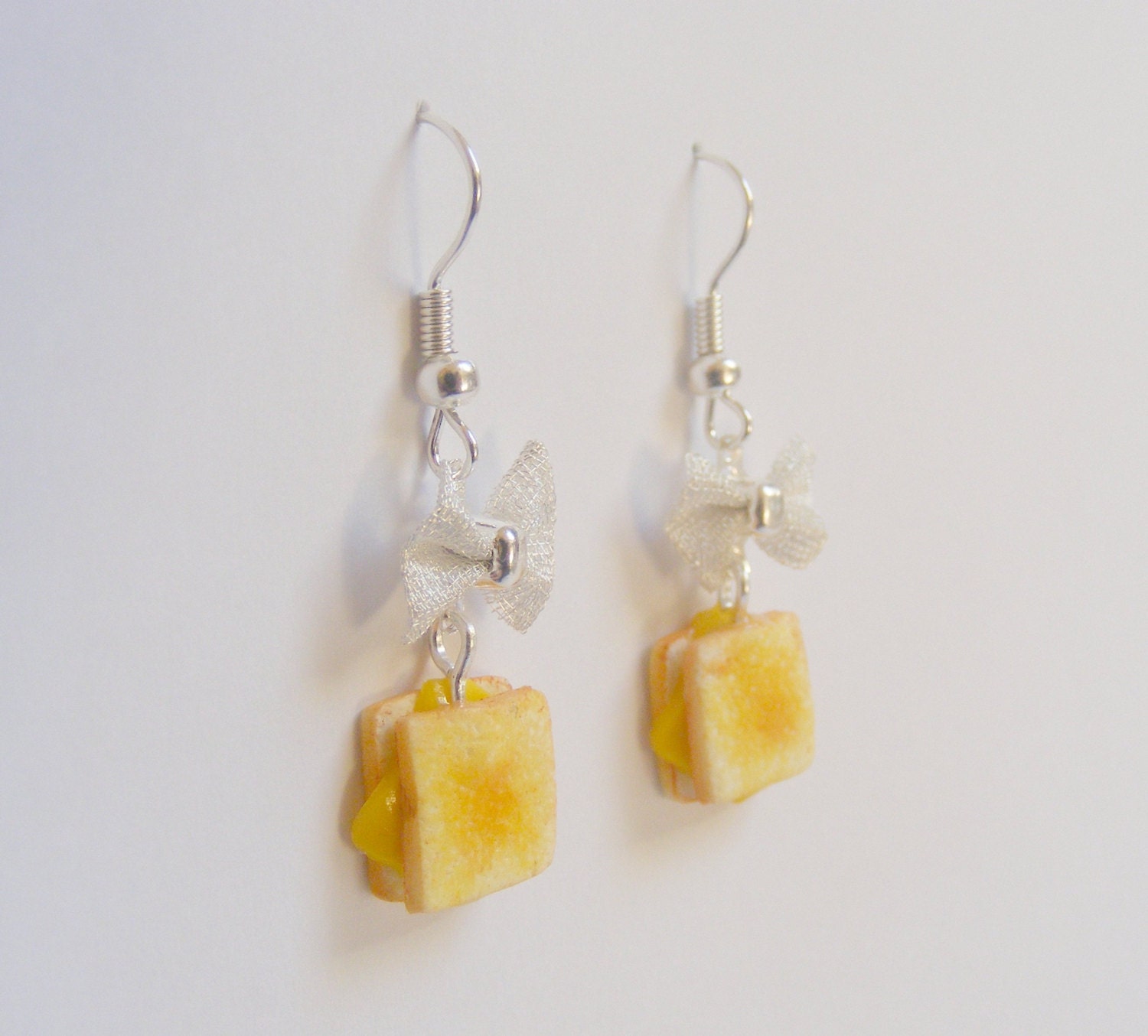 Grilled Cheese Drop Earrings Miniature Food Pendant - Miniature Food Jewelry