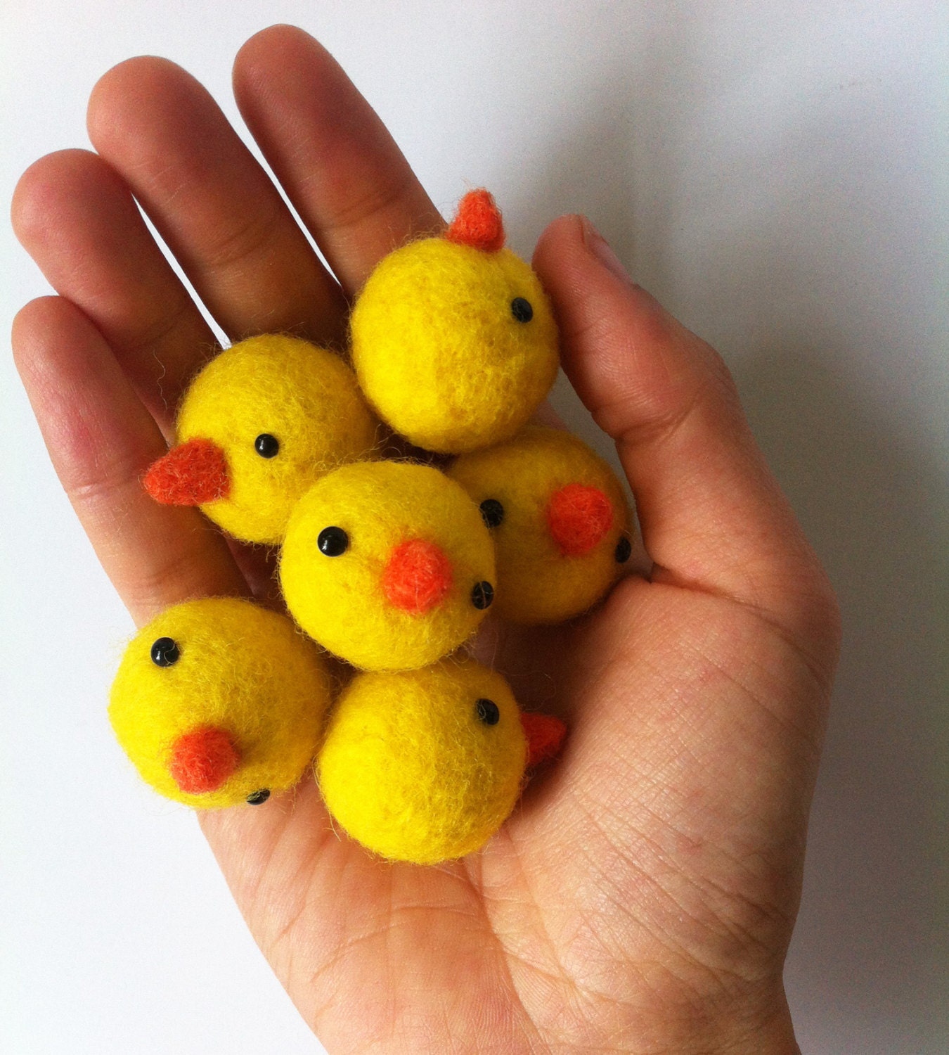 Yellow Wool Felt  Easter Chicken, set of 6 - Needle felted Chick Gift Home Decor Decoration Holiday Animal