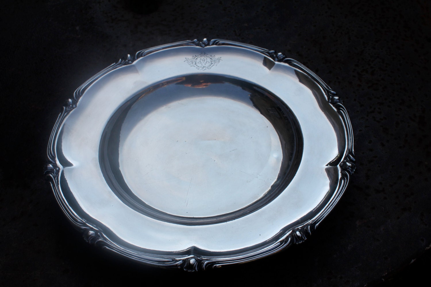 Vintage Christophle Silverplate Plate with Monogram