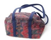 Vintage 1980's Southwestern Theme Tote Bag // Aztec Print Duffle Bag //