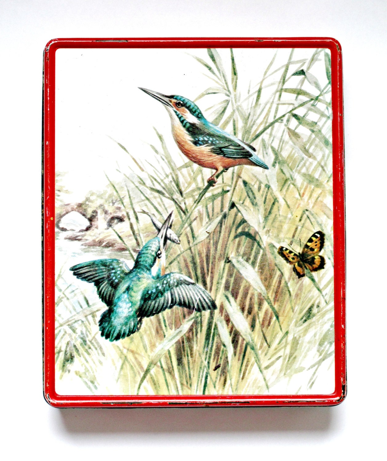 Charming Vintage Tin with Bird Design