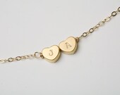 Heart initial necklace,Gold necklace,Monogram initial,Bridesmaid gifts,Birthday,Friendship,Mother Jewelry