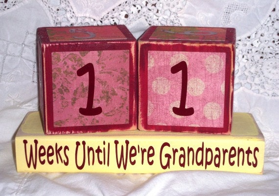 Shabby Chic Grandparent Countdown Blocks,  Shabby Chic, Distressed Hand Painted Wood Blocks, Wedding Gifts, Wedding Decor