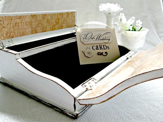 Wedding Cardbox White Chippy Paint Wooden Card Holder Memory Box