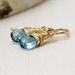 London Blue Topaz Earrings, 14k Gold Filled Wire Wrapped Yellow Gold December Birthstone Drop Dangle Earrings