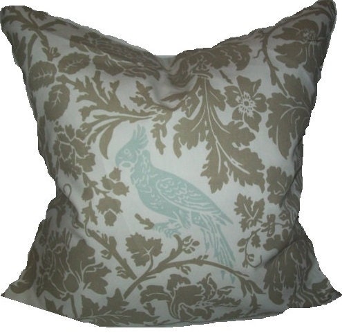 Accent Pillow.16x16 inch.Decorator Pillow Cover. Bird Print.Cushion Cover