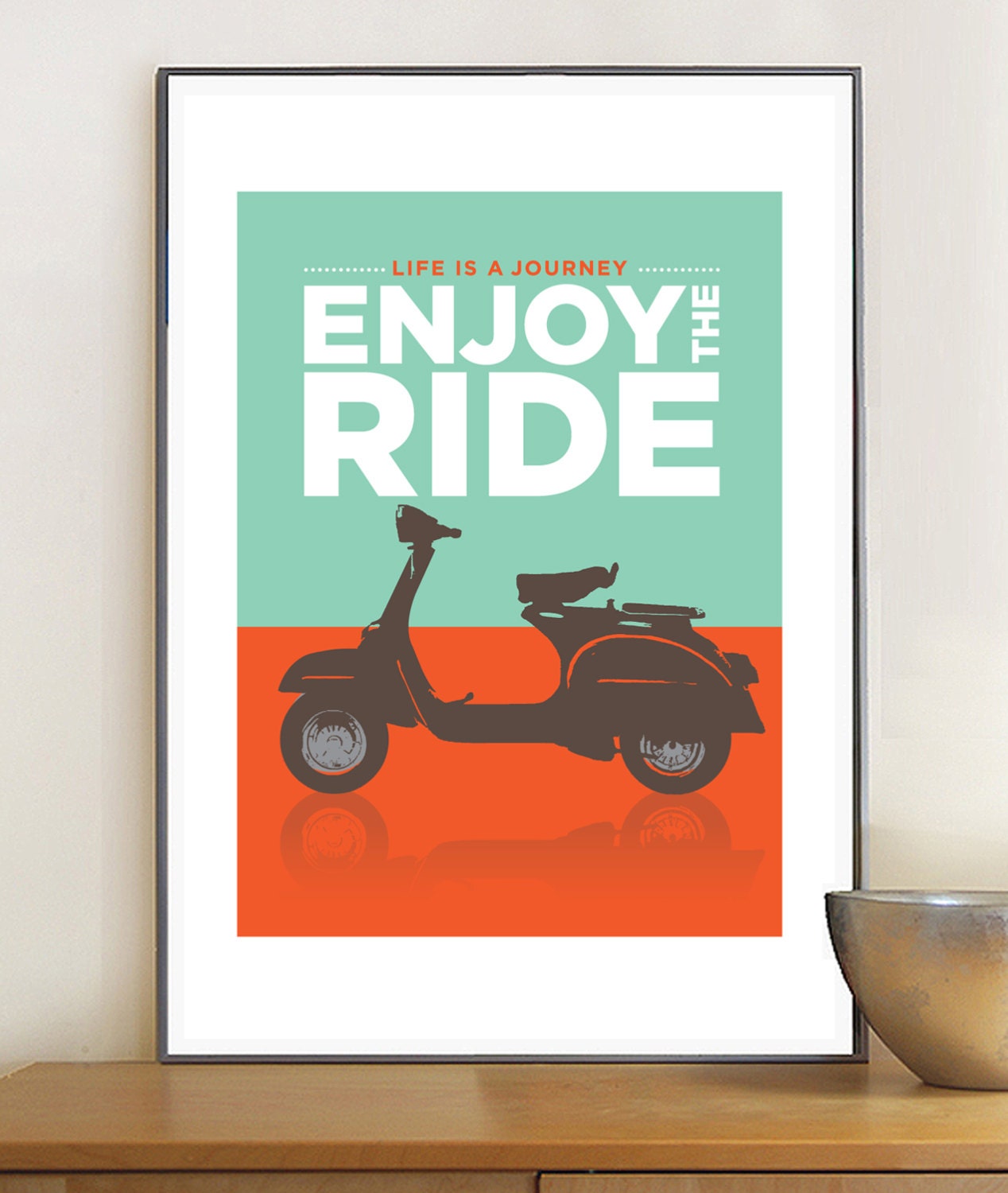 Vespa Scooter poster - retro typography quote print, wall art decor