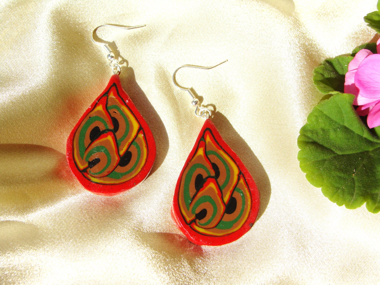polymer clay handmade unique earrings Easter wearing  Summer jewelry Handmade Earrings Beautiful gift Handmade Polymer Clay Beads