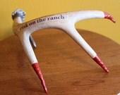 Naturally Shed, Hand-Painted Deer Antler with Newspaper Text - great gift idea