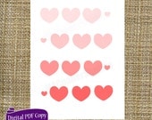 Baby Girl Nursery Art - Hearts - Ombre pink - Digital File