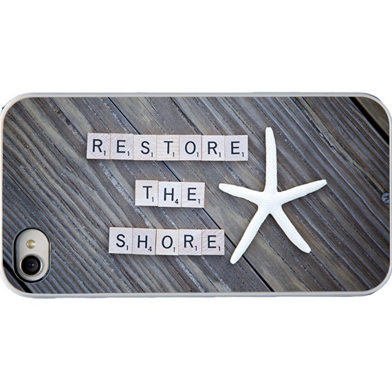 iPhone 4/4s/5 Case, Restore the Shore, Scrabble tiles on Asbury Park boardwalk, New Jersey Shore Beaches Sandy Relief - LisaBonowiczPhotos