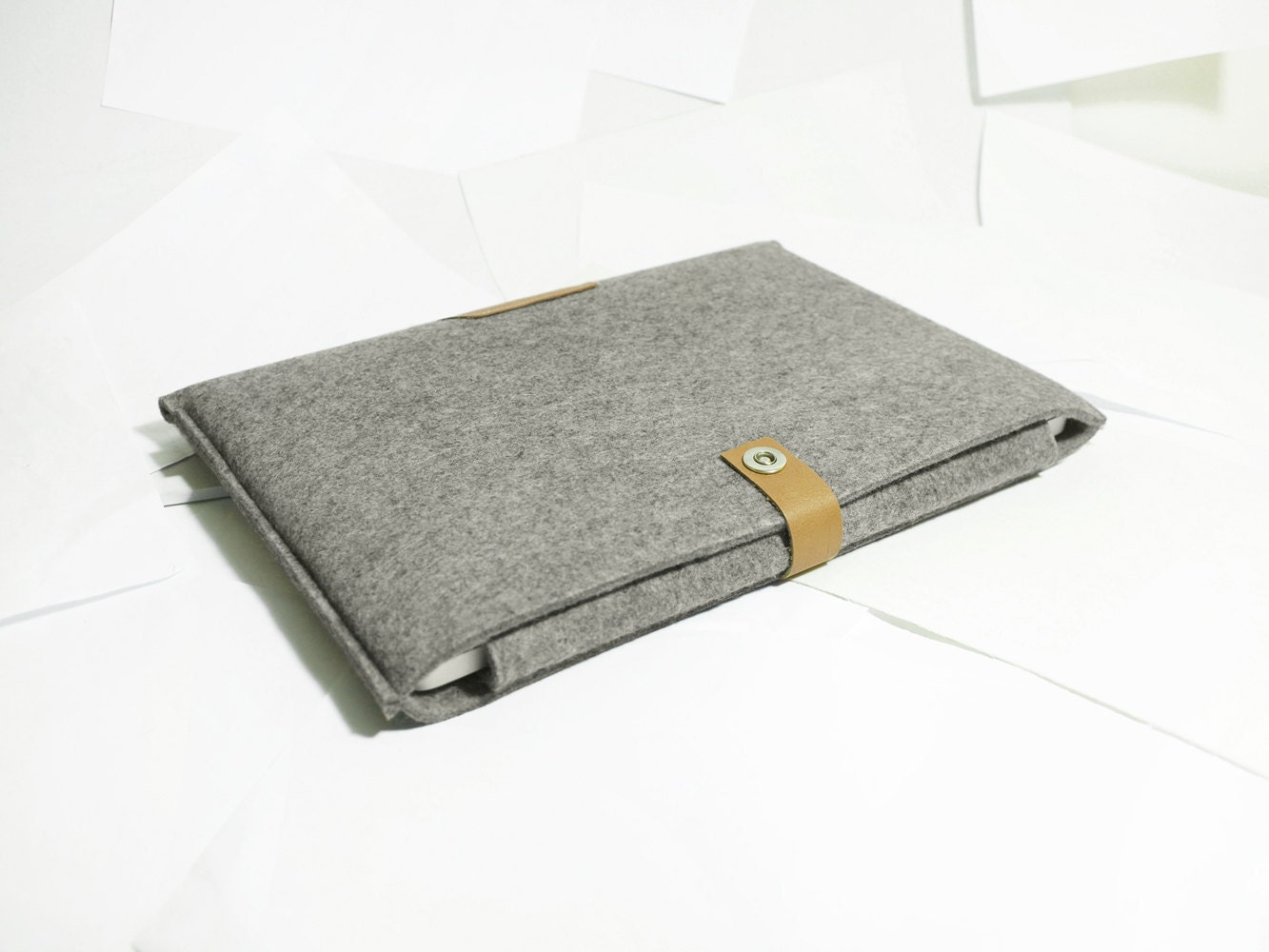 Macbook pro 15" Macbook Case Sleeve Wool Felt with Genuine Leather Custom Made Felt Case Sleeve Cover Bag for Macbook pro 15"-B2055