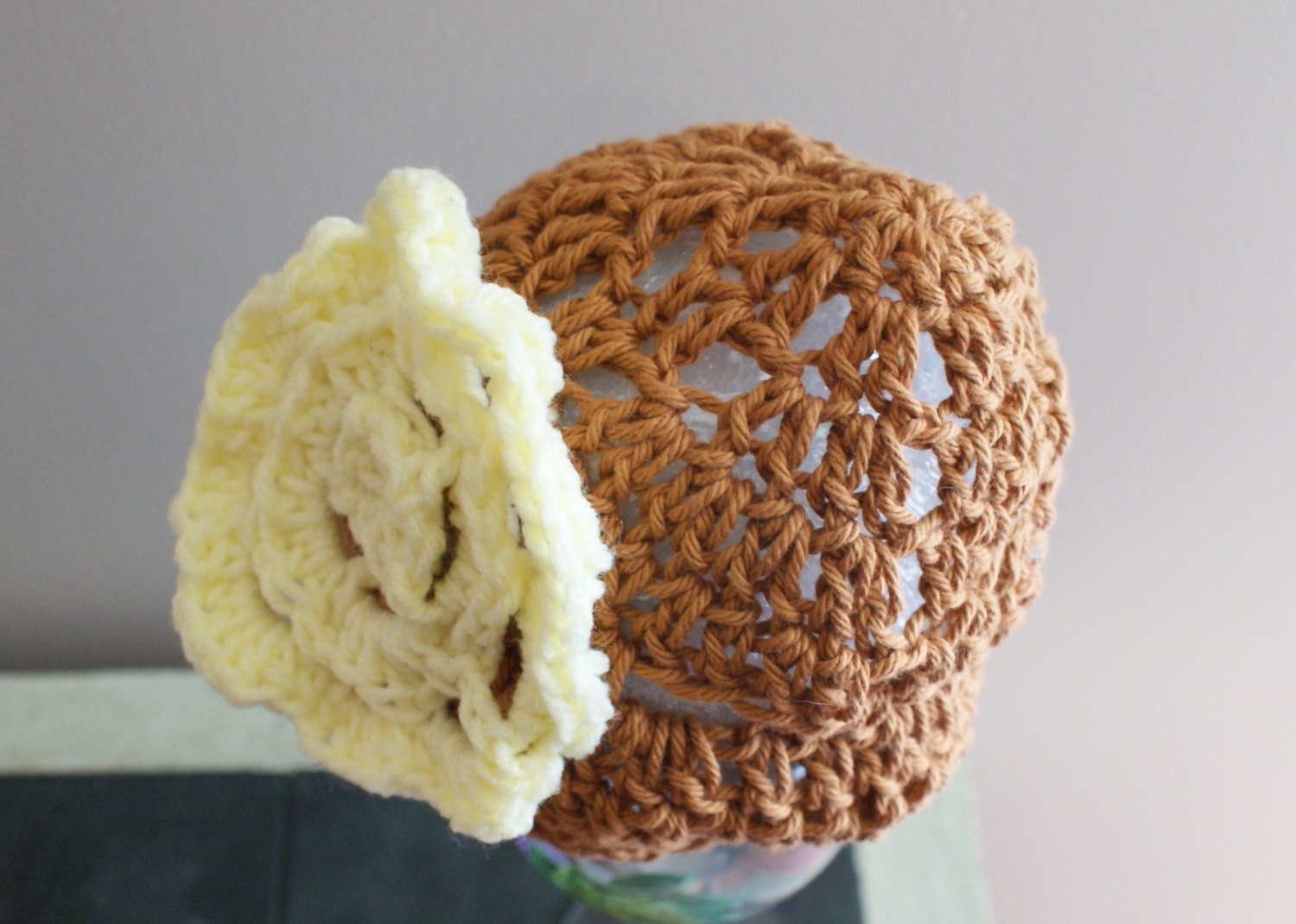 Brown Baby Hat, Crochet Baby Cloche, Cotton Baby Cap, Infant Beanie, Baby Spring Hat, Baby Summer Hat, Crochet Baby Cap, Brown Infant Cap
