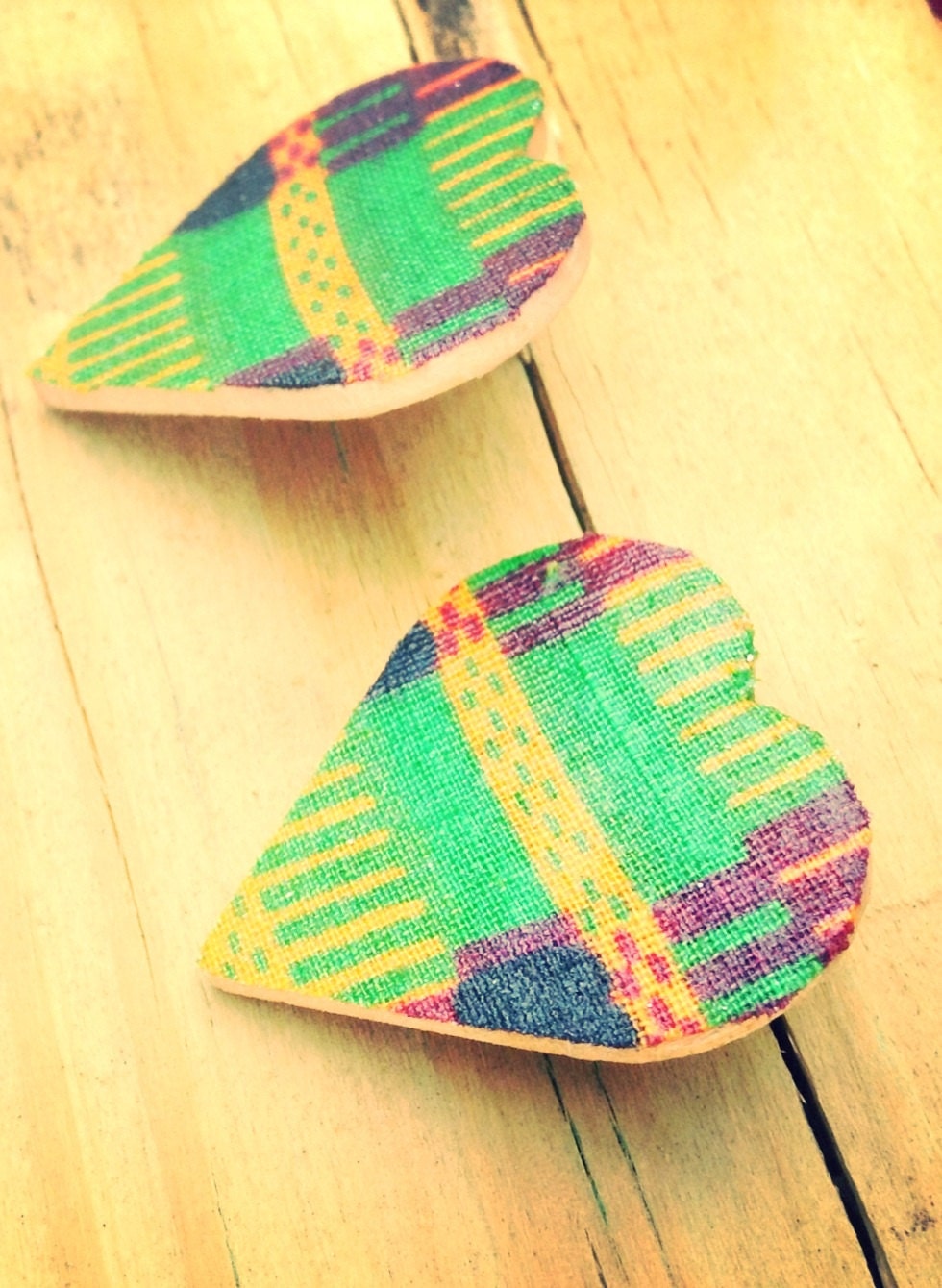 I Heart Africa--Kente Fabric Post Earrings