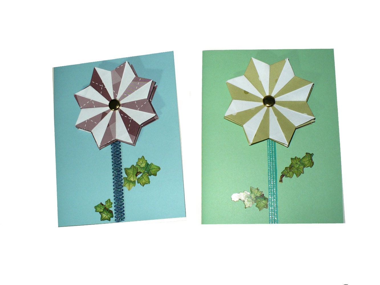 Origami Flower Greeting Cards Set of Two