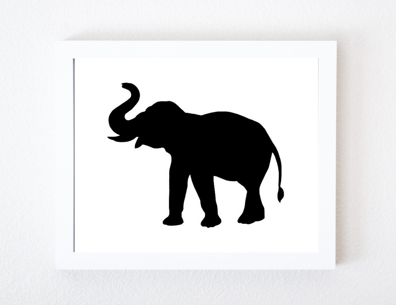 Elephant Graphic Art Print in Black & White on White 8x10