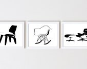 Eames Chair Series Graphic Art Print in Black & White 8x10
